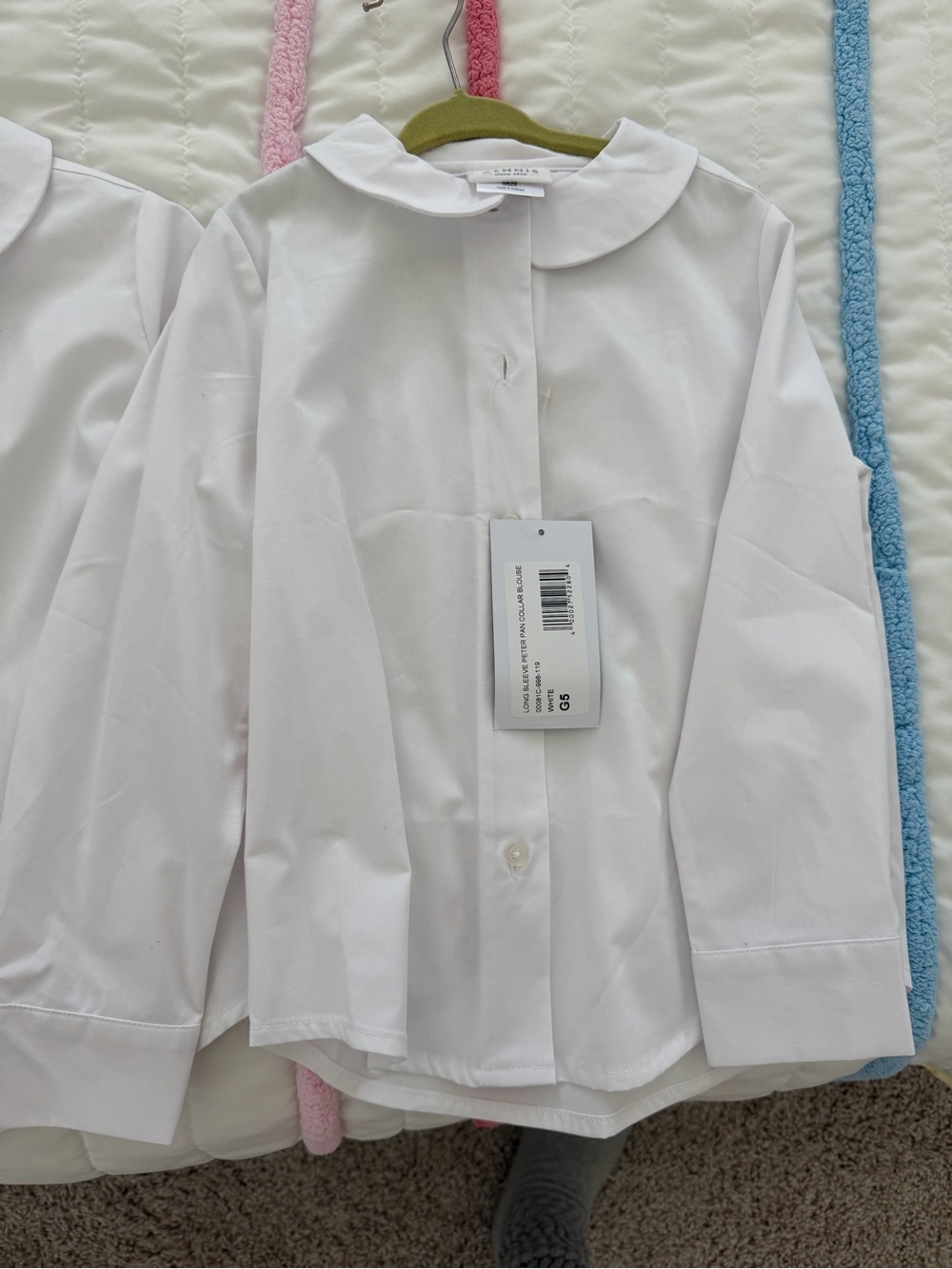 White Peter Pan Collar Button-Down Shirt for Kids